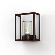 настенный светильник с прозрачным цилиндрическим плафоном и тёмным металлическим каркасом