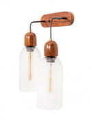 Modern Clear Glass &amp; Wood Double Wall Light бра FOS Lighting Borolite-Wood-WL2