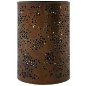 подсвечник цилиндрической формы с узорной перфорацией и патинированной поверхностью