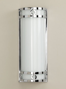 настенный светильник для ванной из хрома с цилиндрическим стеклянным плафоном