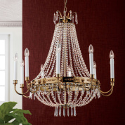 подвесная хрустальная люстра с многоярусным декором и верхней короной