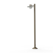 фонарный светильник на стойке с прозрачным плафоном и бронзовой опорой