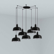 подвесной светильник серо-чёрный глянцевый 7 плафонов