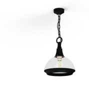 подвесной светильник с одним купольным плафоном на цепи чёрного цвета