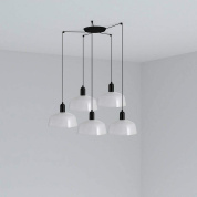 подвесной светильник чёрно-белый глянцевый 5 плафонов