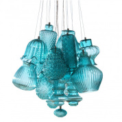 люстра с элементами из выдувного бирюзового стекла