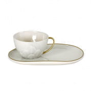 Peacock white & gold tea cup & biscuit saucer чашка, Villari