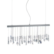 подвесной светильник с пятью плафонами из стекла на горизонтальной штанге