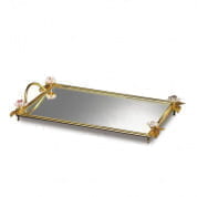 Marie-antoinette pink & gold rectangular tray лоток, Villari