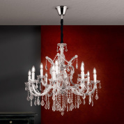 подвесная люстра с восьмью верхними и четырьмя нижними рожками в классическом стиле