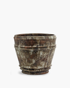 напольное кашпо цилиндрической формы из керамики с контрастной патиной