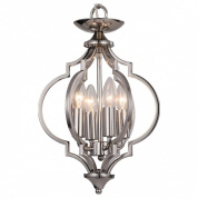 подвесная люстра с декоративными элементами и стеклянными плафонами