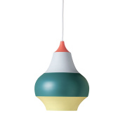 подвесной светильник с плавным корпусом в зелёно-жёлто-красной гамме