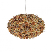 подвесная люстра с цветочным плафоном бронзового оттенка