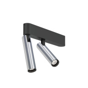 двойной настенный спот цилиндрический черный с зеркальным элементом