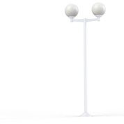 двухрожковый фонарный столб с белыми опаловыми плафонами