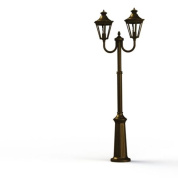 уличный фонарный столб с тремя плафонами и корпусом под бронзу