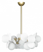 люстра на штанге с белыми шарообразными плафонами