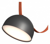 подвесной светильник полусферической формы с черным корпусом и направленным светом вниз на ременном подвесе 48V