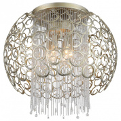 потолочный светильник с резным корпусом цвета шампань и хрустальными подвесками