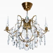 Crystal Plafond Chandelier in Amber Coloured Brass with Crystals люстра Gustavian 104228727