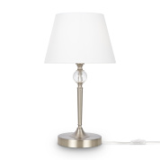 настольная лампа с цилиндрическим абажуром на основании из никеля