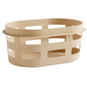 овальная декоративная корзина с прорезной конструкцией в бежевом цвете