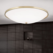 накладной потолочный светильник с большим овальным матовым плафоном в патинированной оправе