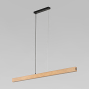 подвесной линейный светильник с деревянным корпусом на тросах