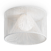 потолочный светильник с тканевым абажуром цилиндрической формы белого цвета