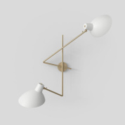 T02-W21-11WW Astep VV Cinquanta Twin AP/PL настенный светильник с двумя плафонами белый; латунь