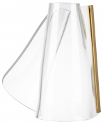 настольная лампа с тканевым абажуром и деревянным элементом