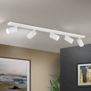 настенный спот с пятью поворотными цилиндрическими плафонами в белом цвете