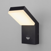 уличный настенный светильник прямоугольной формы с плоским светящимся рассеивателем и датчиком движения