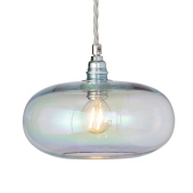 подвесной светильник с овальным стеклянным плафоном хамелеонового серебристого оттенка