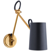 настенное библиотечное бра с двойной поворотной конструкцией и удлинённым металлическим плафоном