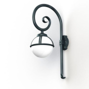 настенное бра с шаровым плафоном на фигурном кронштейне тёмного цвета