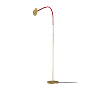 торшер с изогнутой штангой и поворотным источником света на длинной ножке