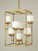 подвесной фонарь из латуни с шестью свечными патронами в прямоугольном корпусе