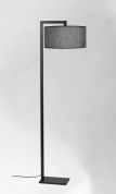 торшер с цилиндрическим тканевым абажуром на прямоугольном основании
