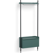 одноколоночный стеллаж с синим модулем и чёрной рамой