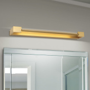 настенный светильник-подсветка для зеркала с поворотным отражателем в золотистом матовом оттенке