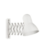 настенное бра с металлическим плафоном на складной рычажной консоли белого цвета