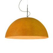 подвесная люстра с крупным округлым плафоном тёплого оранжевого цвета