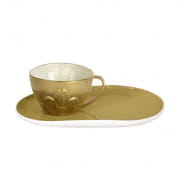 Peacock gold tea cup & biscuit saucer чашка, Villari