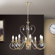 подвесная восьмирожковая люстра классической формы с металлическим каркасом