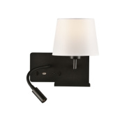 бра настенное с гибким светильником для чтения и встроенной зарядкой, корпус чёрный