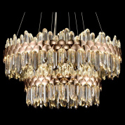 многорядная люстра с хрустальными элементами и золотым каркасом