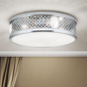 накладной потолочный светильник с матовым рассеивателем и перфорированным никелированным ободом