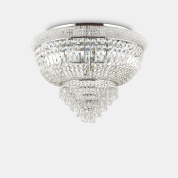 потолочный хрустальный светильник с декоративным металлическим основанием в отделке хром